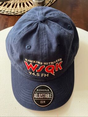 Bioworld Navy Baseball Cap with Red WSQK 94.5 FM Logo